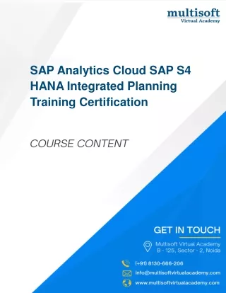 SAP Analytics Cloud SAP S4 HANA Integrated Planning