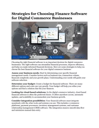 Strategies for Choosing Finance Software for Digital Commerce Businesses