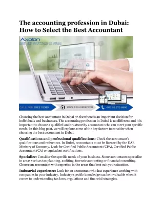 The accounting profession in Dubai How to Select the Best Accountant