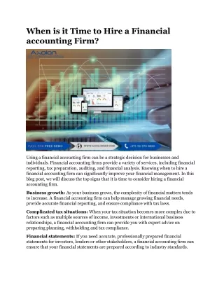 When is it Time to Hire a Financial accounting Firm