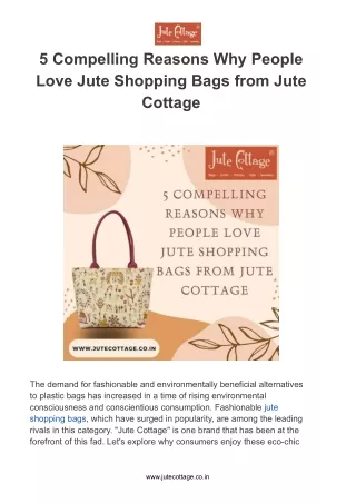 Why People Love Jute Shopping Bags from Jute Cottage