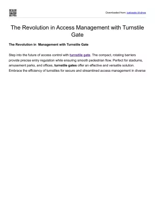 The Revolution in Access Management with Turnstile Gate