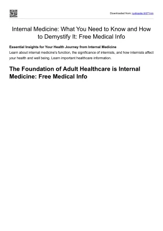 Internal Medicine What You Need to Know and How to Demystify It Free Medical Info