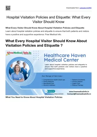 Hospital Visitation Policies and Etiquette What Every Visitor Should Know