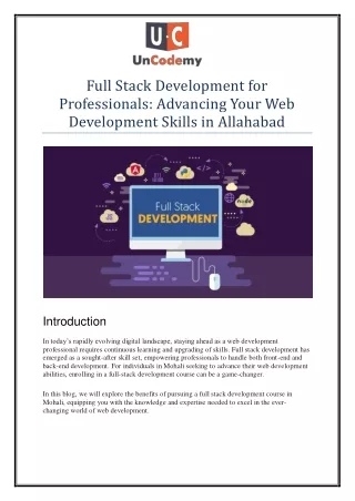 Full Stack Development for Professionals: Advancing Your Web Development Skills