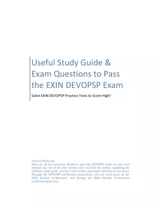 Useful Study Guide & Exam Questions to Pass the EXIN DEVOPSP Exam