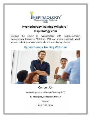 Hypnotherapy Training Wiltshire | Inspiraology.com