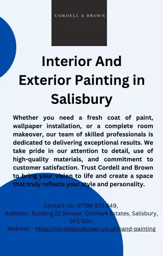 Interior And Exterior Painting in Salisbury