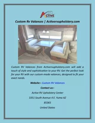 Custom Rv Valances  Activervupholstery