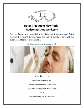 Botox Treatment New York | Hudsonaestheticsmd.com