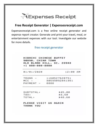 Free Receipt Generator  Expensesreceipt