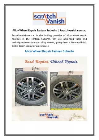 Alloy Wheel Repair Eastern Suburbs