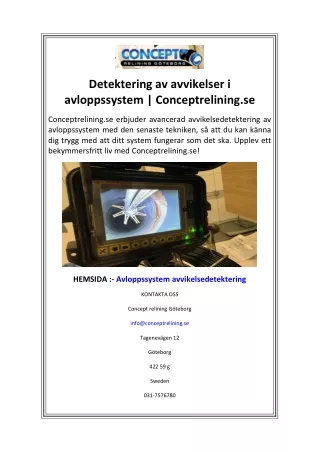 Detektering av avvikelser i avloppssystem  Conceptrelining.se