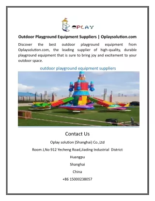 Outdoor Playground Equipment Suppliers | Oplaysolution.com