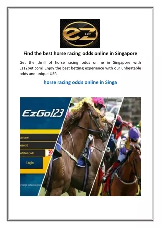 Find the best horse racing odds online in Singapore