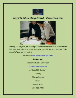 Ways To Job-seeking Crowd  Careereon