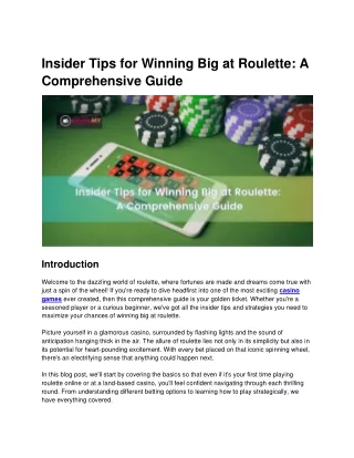 Insider Tips for Winning Big at Roulette A Comprehensive Guide