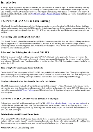 Unveiling Effective Strategies for GSA SER Tiered Link Building