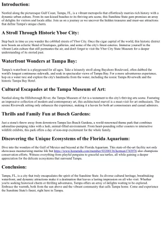 Tampa's: Off-the-Beaten-Path Gems, Uncover Tampa's Hotspots: Points of Interest,