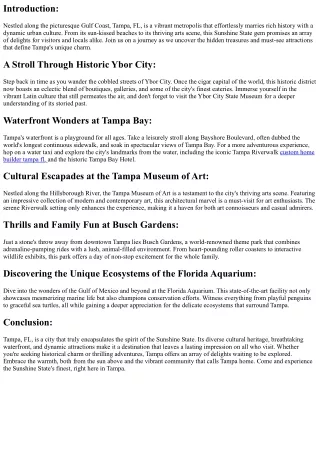 Tampa's: Off-the-Beaten-Path Wonders, Discover the City's Must-Sees: Landmarks,