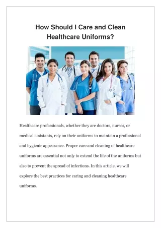 How Should I Care and Clean Healthcare Uniforms?