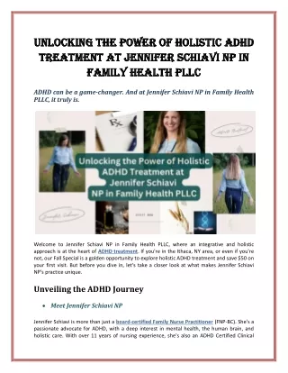 Unlocking the Power of Holistic ADHD Treatment at Jennifer Schiavi NP in Family Health PLLC