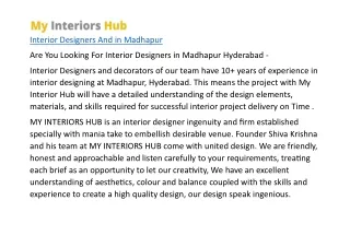 Interior Designers And in Madhapur