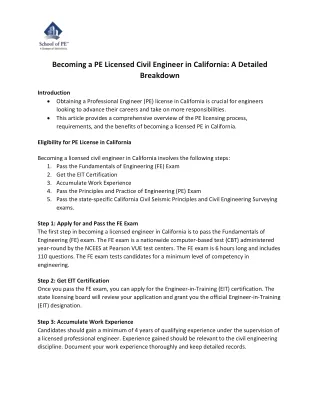 Becoming a PE Licensed Civil Engineer in California A Detailed Breakdown
