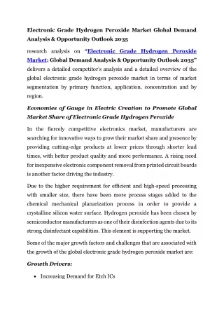 Electronic Grade Hydrogen Peroxide Market