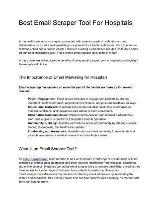 Best Email Scraper Tool For Hospital