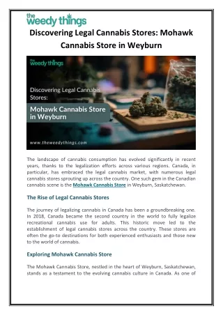 Discovering Legal Cannabis Stores Mohawk Cannabis Store in Weyburn