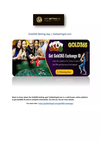 Gold365 Betting App | Getbettingid.com