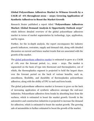 Polyurethane Adhesives Market