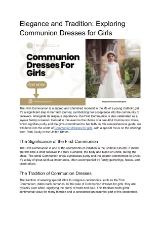 Elegance and Tradition_ Exploring Communion Dresses for Girls