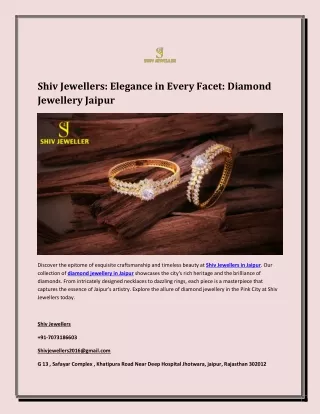 Shiv Jewellers: The best Diamond Jewellery Jaipur