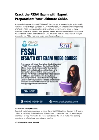 Crack the FSSAI Exam with Expert Preparation Your Ultimate Guide.