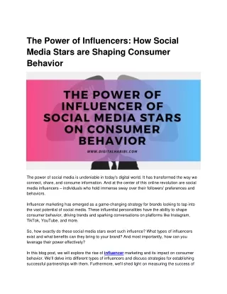 The Power of Influencers How Social Media Stars are Shaping Consumer Behavior