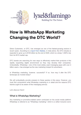 WhatsApp Marketing in the DTC World By Lyxel & Flamingo