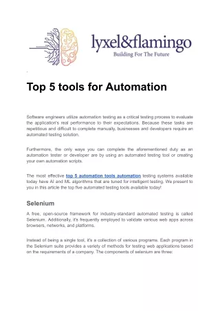 Top 5 Automation Tools By Lyxel & Flamingo