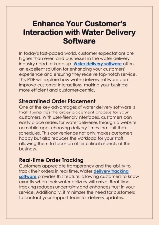 Enhance Your Customer's Interaction with Water Delivery Software