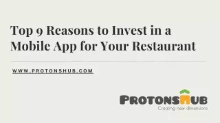 Top 9 Reasons to Invest in a Mobile App for Your Restaurant | Protonshub