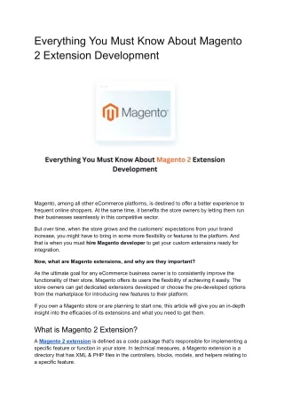 All That You Should Understand Regarding Magento 2 Extension Development