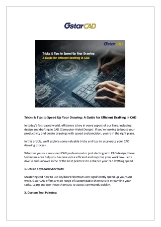 Tricks & Tips to Speed Up Your Drawing: A Guide for Efficient Drafting in CAD