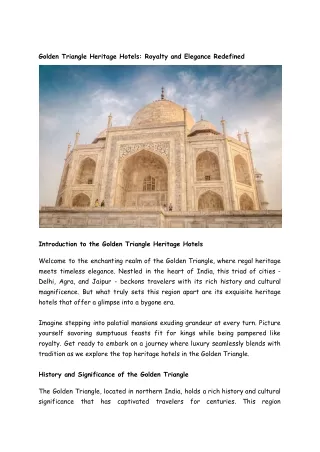 Golden Triangle Heritage Hotels_ Royalty and Elegance Redefined