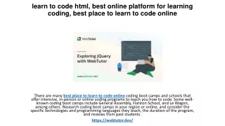 learn to code html, best online platform for learning coding, best place to learn to code online