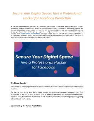 Secure Your Digital Space Hire a Professional Hacker for Facebook Protection