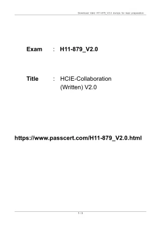 H11-879_V2.0 HCIE-Collaboration (Written) V2.0 Dumps