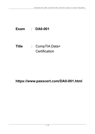 CompTIA Data  Certification DA0-001 Free Dumps 2023