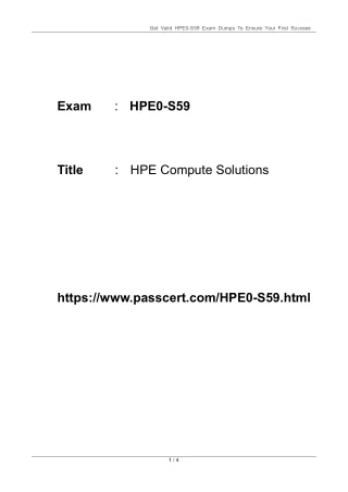 HPE0-S59 HPE Compute Solutions Updated Dumps