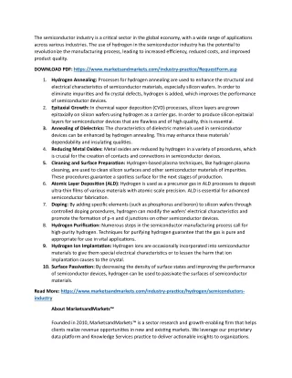 Hydrogen Application in Semiconductors Industry